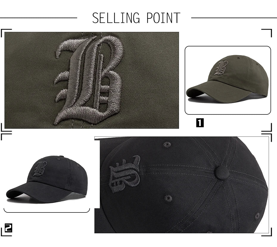 Mode d'été : casquette de baseball pour homme, brodée d'une lettre, casquette « trucker » en coton, casquette décontractée d'extérieur à visière souple, casquettes de baseball pour femme