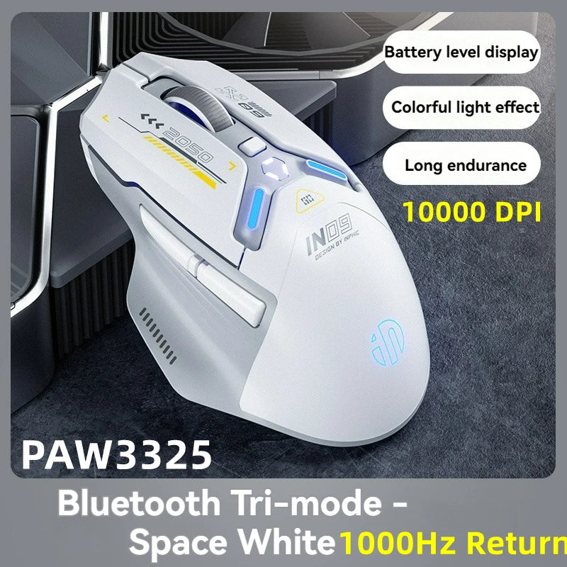 Tri-Mode Connection 10000DPI 2.4G Wireless Bluetooth Gaming Mouse PMW3325 RGB  Light For PC Gaming Laptop and MAC
