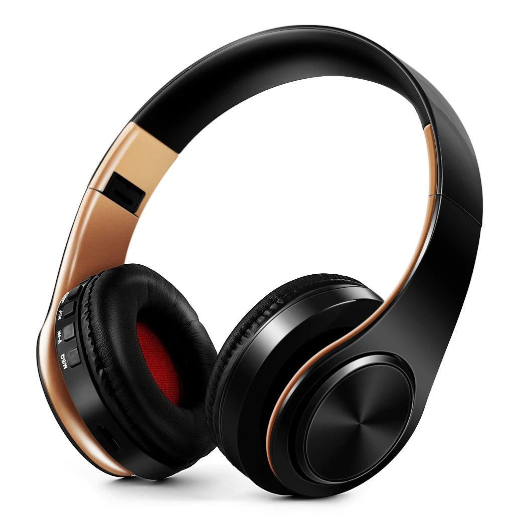Casque Bluetooth sans fil stéréo AYVVPII avec radio FM et prise en charge de la carte SD avec micro pour téléphone portable Iphone Sumsamg tablette MP3