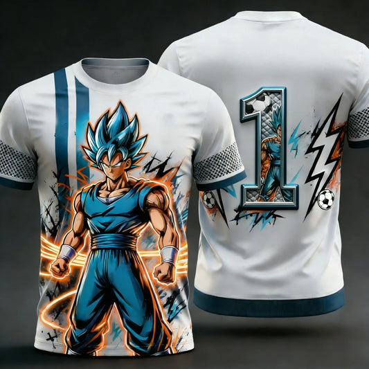 2026 Summer New Adult Men's Dragon Ball Goku 3D Printed Special Football Jersey Numbers 1 To 10 Kids Anime T-Shirt Unisex Y2k