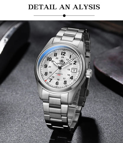 ADDIESDIVE Men's Retro Mechanical Watch Sapphire Mirror Glass Stainless Steel Watch BGW9 Luminous 200m Waterproof Analog Watch