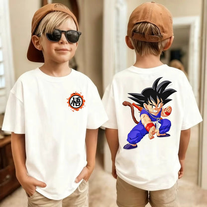 Anime Dragon Ball Cosplay T-Shirt Cotton Short Sleeve Tops Casual Loose Retro T-Shirt Men Women Family Matching Summer Outfits