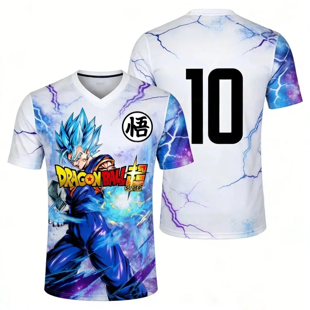 2026 Dragon Ball Pattern Football Shirt Messi No.10 Jersey Autumn Sports Quick Drying Men's T-shirt Children's Clothing T-shirt