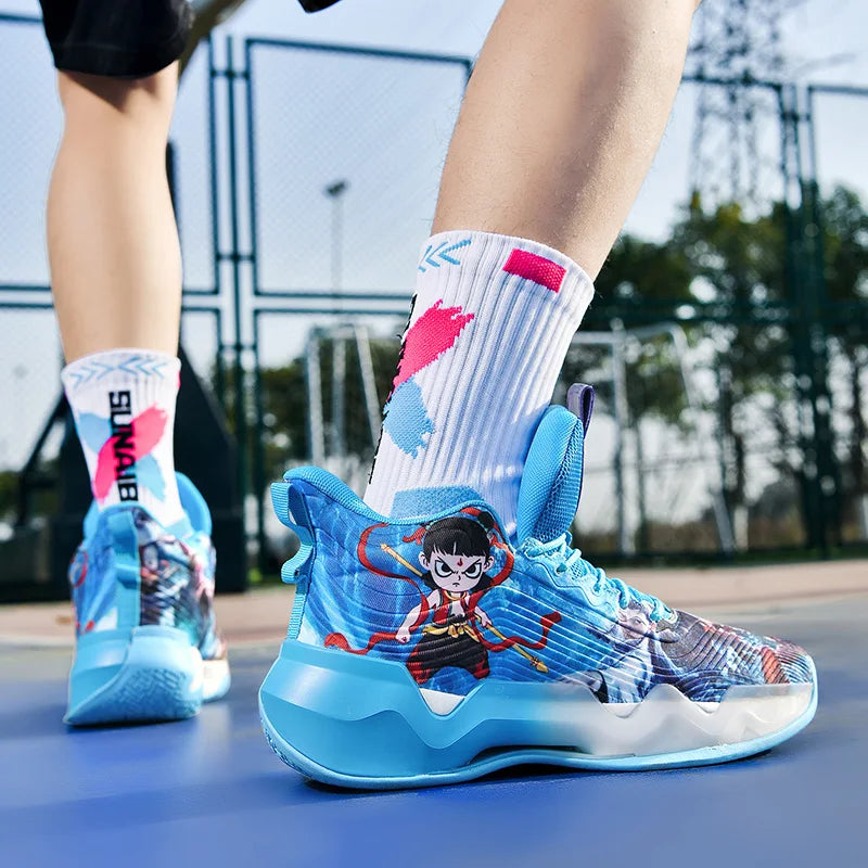 Chaussures de sport unisexes, chaussures d'entraînement de basket-ball respirantes en maille tendance, bottes de compétition légères à rebond pour hommes