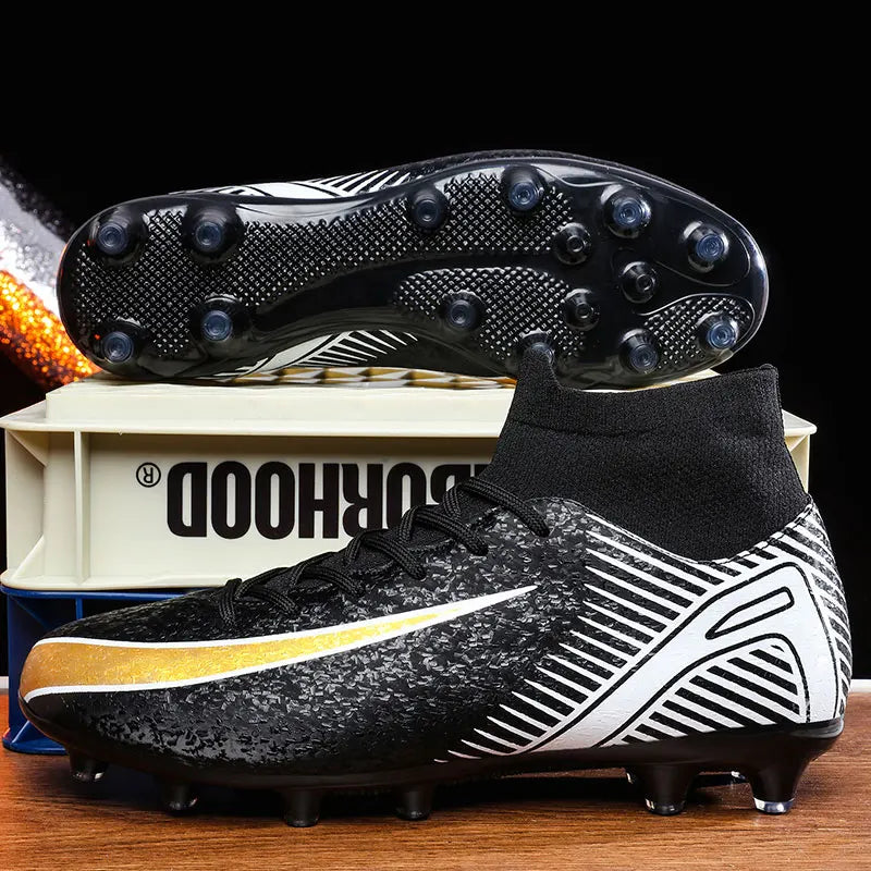 High Top Football Boots Men's Large Size 47 Training Sports AG Long Nail TF Broken Nail Ball Shoes Net Lining Rubber Outsole