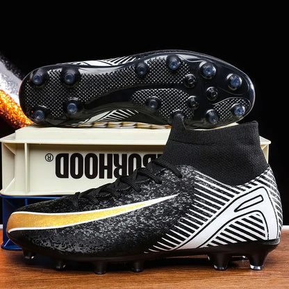 High Top Football Boots Men's Large Size 47 Training Sports AG Long Nail TF Broken Nail Ball Shoes Net Lining Rubber Outsole