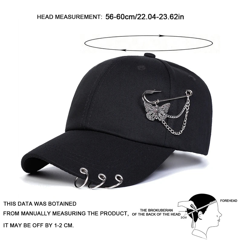 Unisex Butterfly Iron Ring Baseball Caps Spring Autumn Outdoor Adjustable Casual Hats Sunscreen Hat Sports Cap