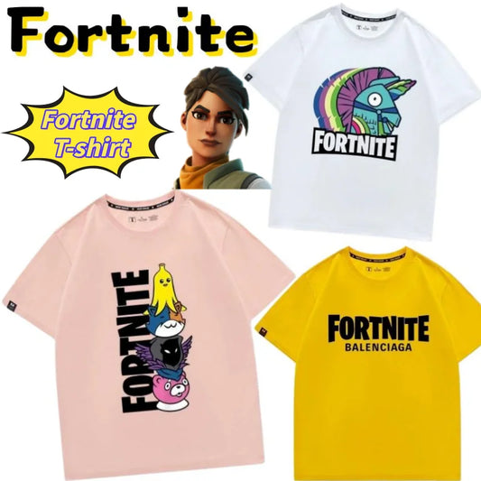 Új Fortnite rövid ujjú, kreatív, prémium hatású, menő rajzfilmes mintás, légáteresztő és izzadságelvezető póló férfiaknak és nőknek