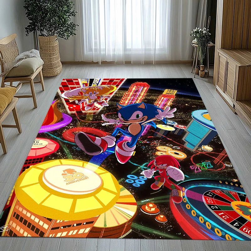 Retro S-Sonic Cartoon Games Living Room Non-Slip Area Rug Soft Carpet for Bedroom Kids Playroom Sofa,Home Decor Doormat Gift