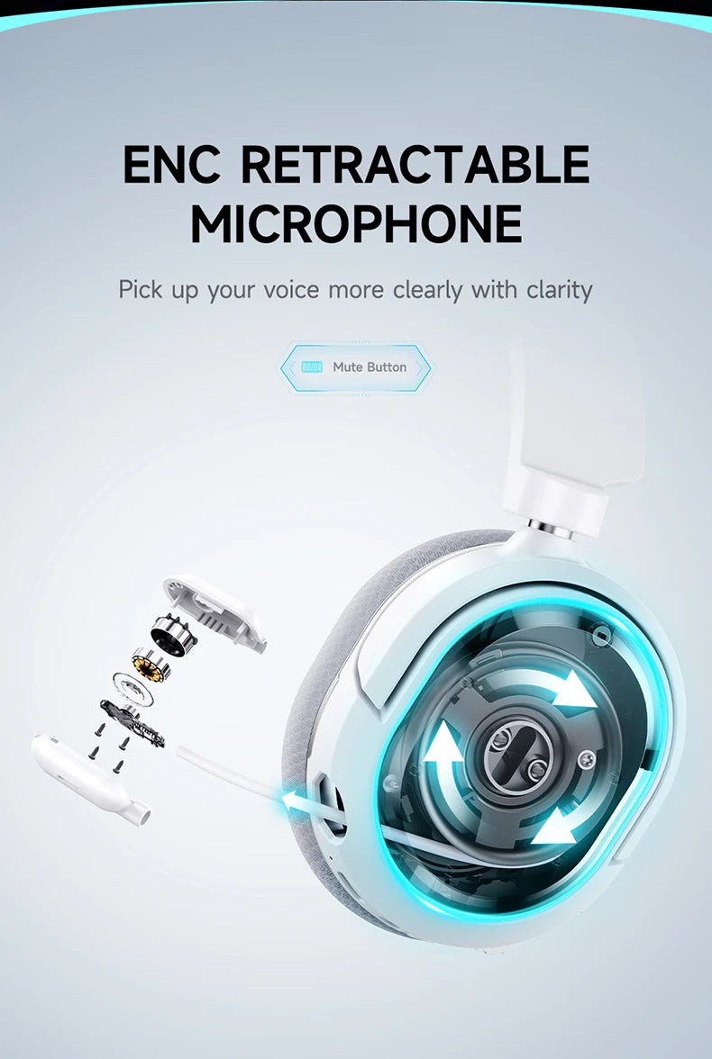 Auriculares gaming inalámbricos Picun G2 Bluetooth 5.3 – Sonido envolvente 7.1, auriculares gaming de baja latencia de 5ms con micrófono ENC para PC, PS5, PS4, Switch y móvil