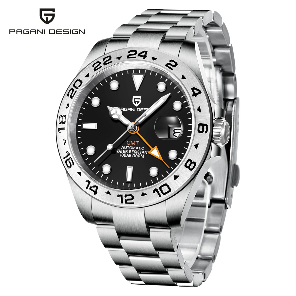 Pagani Design PD1682 Men’s GMT Watch 42mm Automatic Mechanical DG5833 Sapphire Crystal Stainless Steel Waterproof Black Vintage