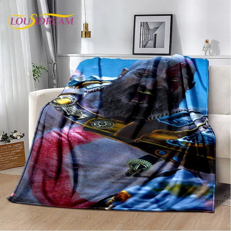 God of War Game Gamers Kratos Soft Plush Blanket,Flannel Blanket Throw Blanket for Living Room Bedroom Bed Sofa Picnic Cover Kid