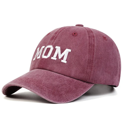 2PCS Unisex DAD MOM Letter Embroidery Wash Baseball Caps Spring and Autumn Outdoor Adjustable Casual Hats Sunscreen Hat