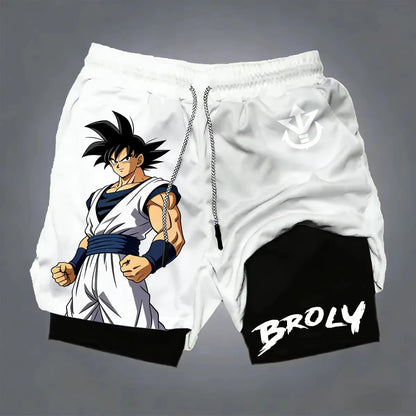 2026 Summer Dragon Ball Z Majin Buu 2-in-1 Double Layer Gym Shorts, Oversized Men's Fitness Retro Streetwear Unisex Athletic Y2k