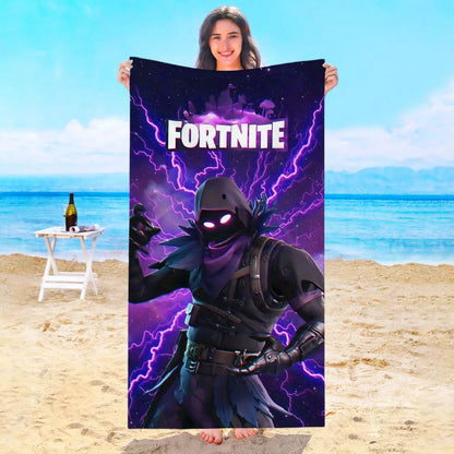 Toalha de Praia Game F-Fortnites em Microfibra para Hotel, Casa de Banho, Sauna, Spa, Praia, Viagem, Piscina, Casa, Banho de Bebé, Ginásio e Duche