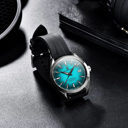 Luxusuhr für Herren von PAGANI DESIGN – Mechanisches Automatikmodell (Kaliber 8215), aus Edelstahl, wasserdicht, mit Datumsanzeige und leuchtenden Zeigern