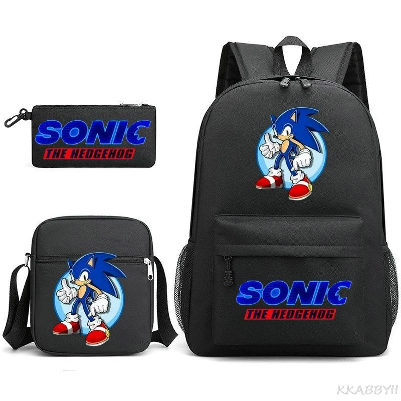 Sonic Backpacks Student School Bags for Teen Men Women Tote Bag Clutch Pocket Nylon Backpacks Travel Mochilas
