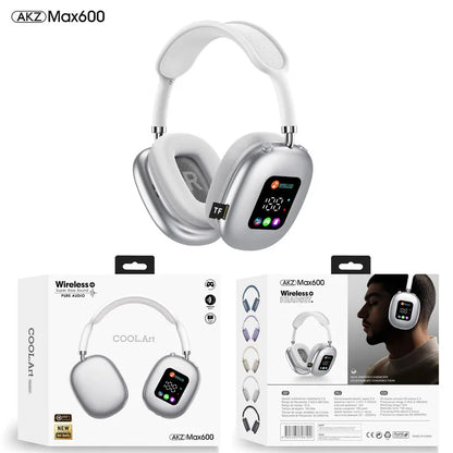 MAX600 Wireless Bluetooth 5.3 Head-Mounted Headset with Digital Display, Card Reader, Bone Conduction Neckband Headphones with Noise Cancelling