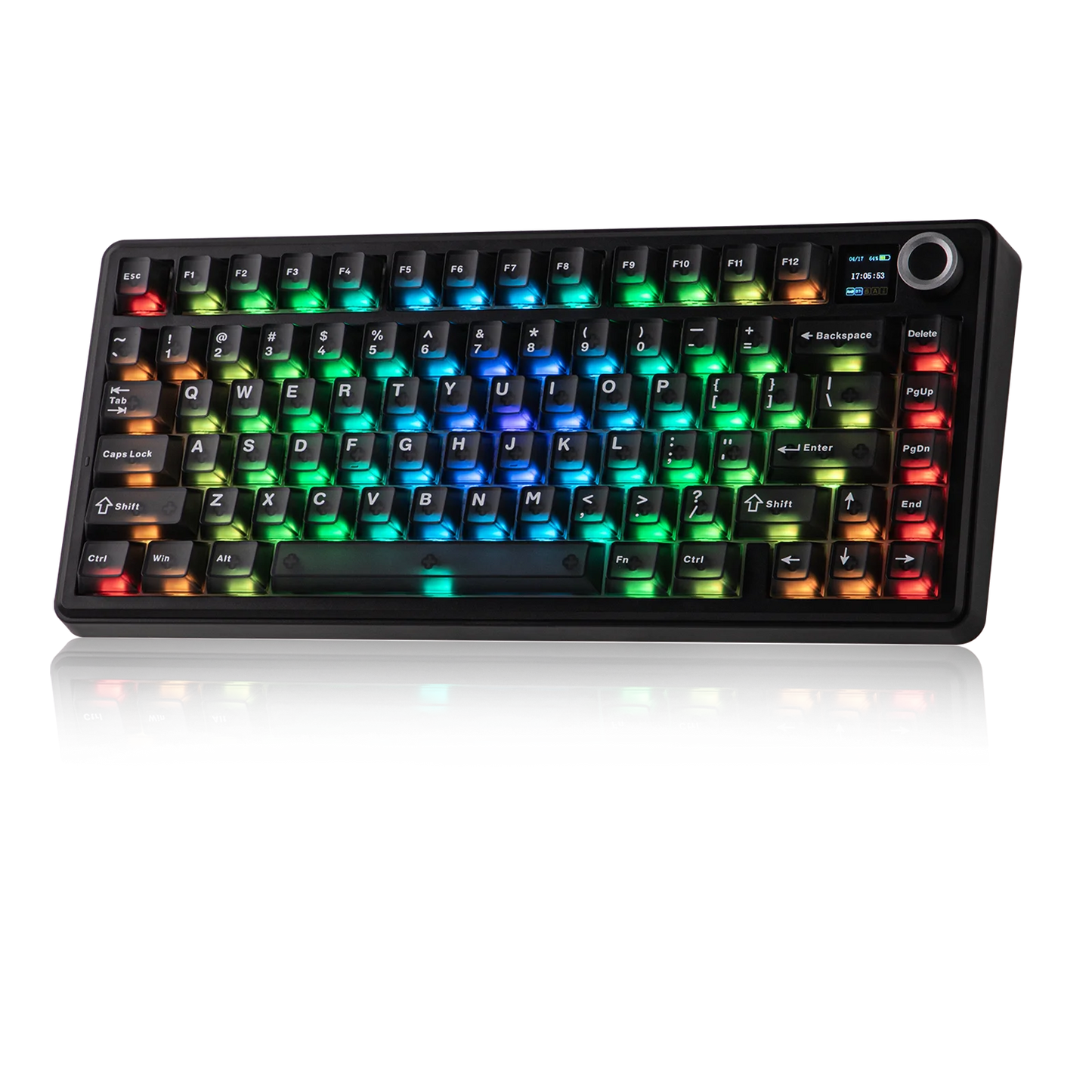 EPOMAKER X AULA F75 MAX kompakte mechanische Tastatur im 75-%-ANSI-Layout, kabelgebunden/Bluetooth/2.4GHz kabellos, mit TFT-Bildschirm und Drehregler