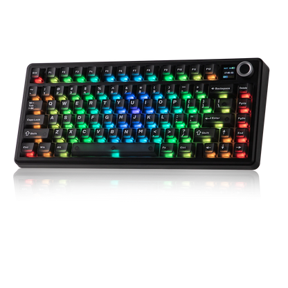 EPOMAKER X AULA F75 MAX kompakte mechanische Tastatur im 75-%-ANSI-Layout, kabelgebunden/Bluetooth/2.4GHz kabellos, mit TFT-Bildschirm und Drehregler