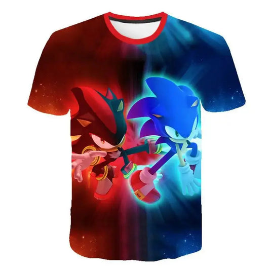 2026 Anime Cartoon Sonic The Hedgehog 3D Printed Casual Fast Drying Breathable Comfortable Parent Child Short Sleeve T-shirt