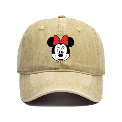 Unisex Vintage Washed Mickey Minnie Print Baseball Cap for Men Women Cartoon Trucker Hat Adjustable Snapback Casual Hip Hop Hat