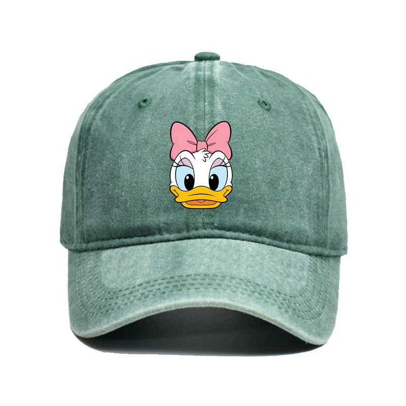 Unisex Vintage Washed Mickey Minnie Print Baseball Cap for Men Women Cartoon Trucker Hat Adjustable Snapback Casual Hip Hop Hat