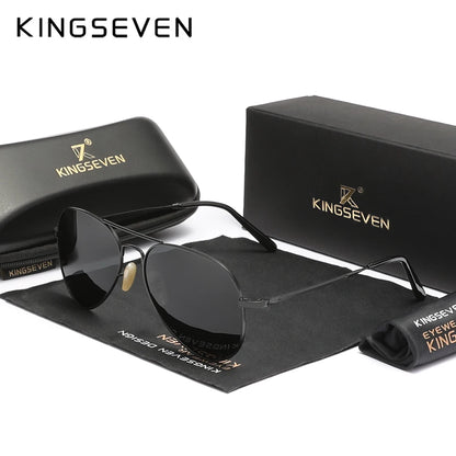 KINGSEVEN Pilot Alloy Sunglasses Polarization UV400 Anti-reflection Full Frame Parsnip Glasses Women Retro Luxury Eyewear