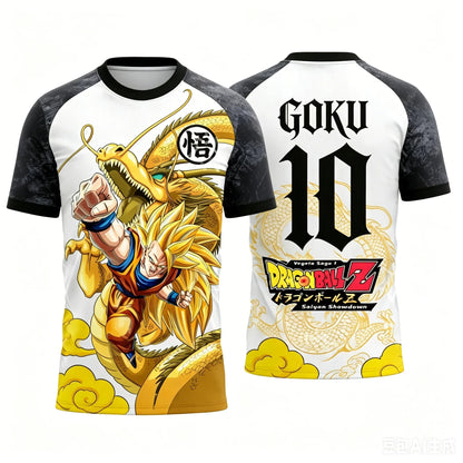 New Dragon Ball Super Saiyan Goku graphic football jersey Summer Sports Dry Quickly Men's T-Shirt Kid's Clothing Tee Y2k Woman