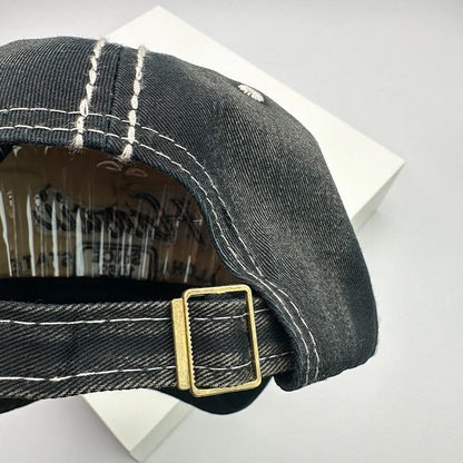 Koreanische Vintage-Waschung Baseballcaps für Herren und Damen aus Baumwolle, Snapback-Caps mit Stickerei, neue vielseitige Mode-Lettering-Freizeitcaps im Distressed-Look