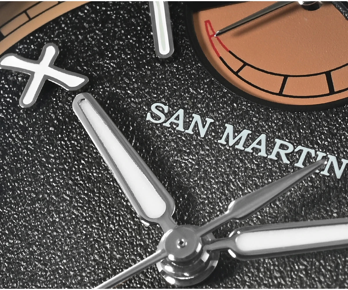 San Martin 39mm Miyota 9132 Power Reserve Display Men's Luxury Sport Watch Automatic Mechanical Waterproof Original Design SN0144