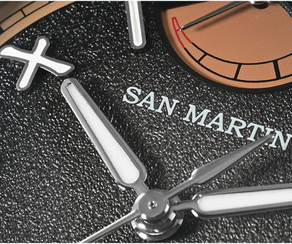 San Martin 39mm Miyota 9132 Power Reserve Display Men's Luxury Sport Watch Automatic Mechanical Waterproof Original Design SN0144
