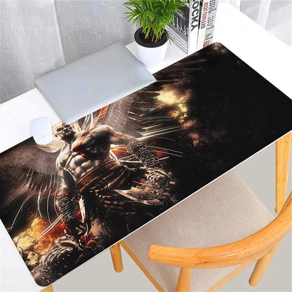 Large Game God of War Mousepad XL Desktop Natural  Rubber Desk Mat Kawaii Gaming Accessories Students Writing Pad Desk Mat 80x30