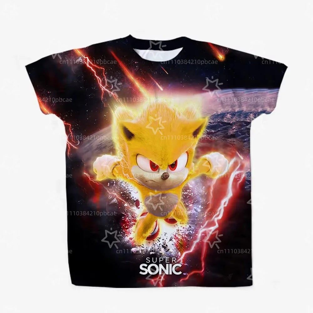 Men T Shirt Women Tee Boys Girls Top Adults Children Parent Child quick dry kid Tshirts Sonic Cartoon Casual Sports Print Tee