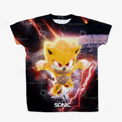 Men T Shirt Women Tee Boys Girls Top Adults Children Parent Child quick dry kid Tshirts Sonic Cartoon Casual Sports Print Tee
