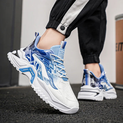 Scarpe sportive da uomo alla moda con lacci, versatili, antiscivolo, con suola spessa, comode scarpe casual da running per adolescenti, da indossare ogni giorno