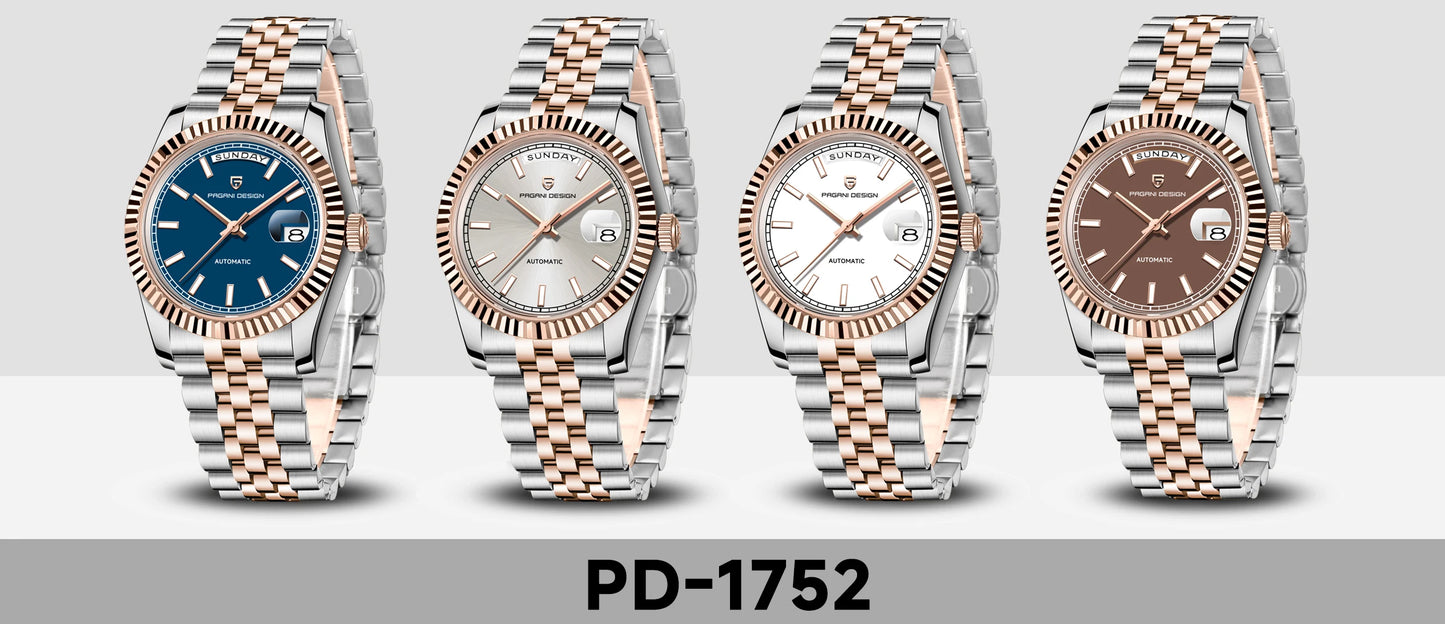 PAGANI DESIGN Luxury Men Watch Sapphire mirror Luminous Stainless Steel Watch Week Date Mechanical Waterproof ST16 Man watch