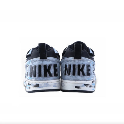 Custom Sneakers Nike Court Borough Drippy for Men Gray Area Theme American Retro Style Hand-drawn Graffiti Remake Versatile
