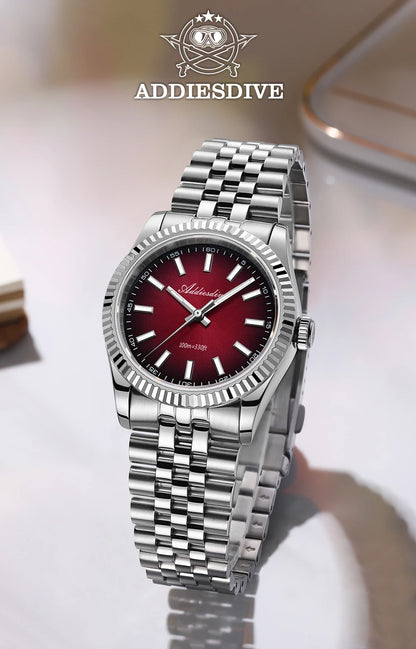 Relógio masculino novo ADDIESDIVE AD2073, vidro de safira, 36mm, VH31, quartz, efeito sunburst, 10Bar, impermeável para mergulho, luminoso