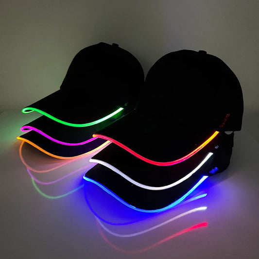 Fashion Glowing Baseball Cap LED Light Up Hiphop Hat Bar Club Props Fluorescent Hat Men Women DJ Dance Supplies Costume