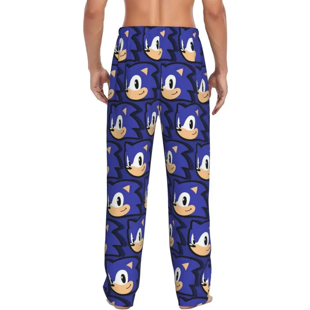 Custom Print Men's Soniced Pajama Pants Hedgehog Game Sleepwear Sleep Lounge Bottoms with Pockets