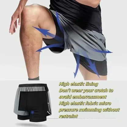 Dragon Ball Summer Men's Double Shorts Vegeta Japanese Anime Fake Two-piece 2-in-1 Fitness Sports Shorts Quick-Drying Y2K Pants