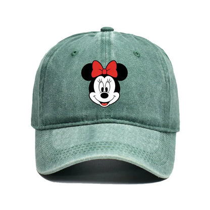 Unisex Vintage Washed Mickey Minnie Print Baseball Cap for Men Women Cartoon Trucker Hat Adjustable Snapback Casual Hip Hop Hat