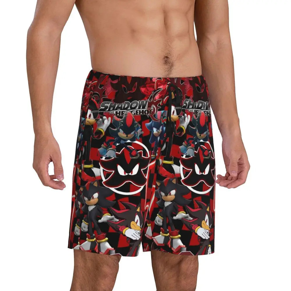 Custom Shadow The Hedgehog Sonic Poster Short Pajama Pants Men Sleepwear Sleep Lounge Bottom Shorts Sleeping Pants
