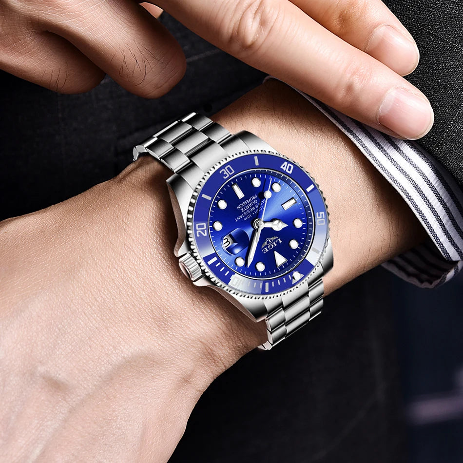 LIGE Herrenuhr – Quarz-Chronograph, wasserdicht, lässiger und professioneller Stil, luxuriöses Modeaccessoire einer renommierten Marke.