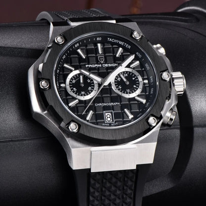 PAGANI DESIGN PD-YS032 Herren-Quarzuhr 44mm Japan VK64 Uhrwerk Edelstahlgehäuse Kautschukarmband Saphirglas 100M wasserdicht