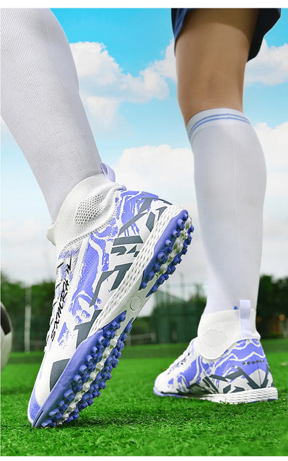 Double Star hoge TF-turfvoetbalschoenen voor heren, jeugd- en studenteditie, volwassenen en kinderen, professionele wedstrijd- en trainingsschoenen voor voetbal S