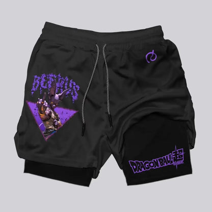 2026 Men's Shorts Double Layer 2-in-1 Dragon Ball Z Anime Graphic Print Streetwear Casual Summer Elastic Fitness Sports Pants