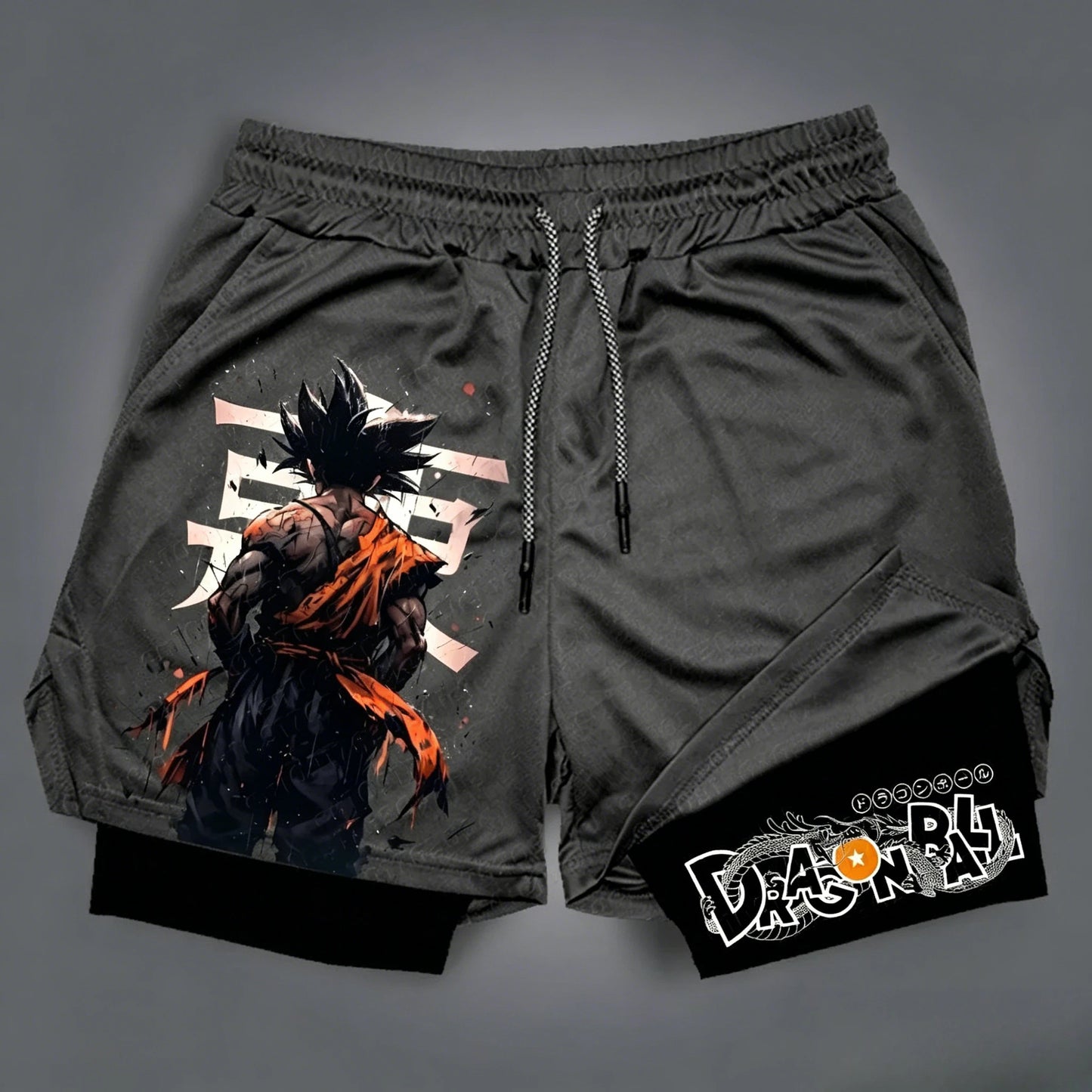 2026 New Dragon Ball Anime Goku Peripheral Printed Double-layer Shorts, Summer Men's Sport Loose Comfortable Breathable Pants