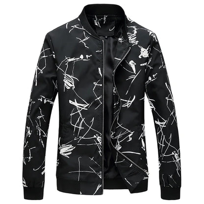 Spring and Autumn Men's Flower Jacket, Large Size Urban Casual Jacket, Multicolor Available